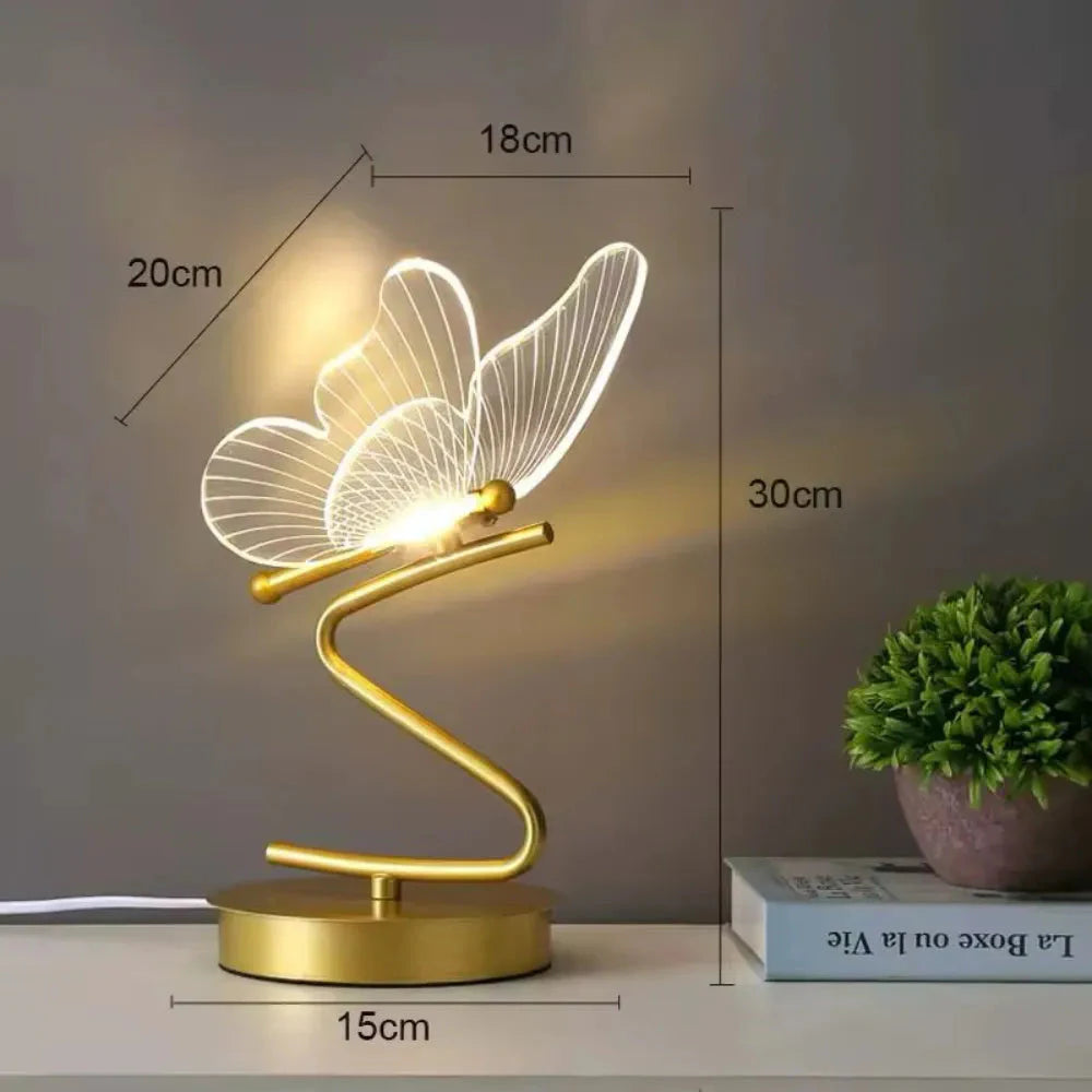 Medidas da luminária de mesa LED Borboleta Aura