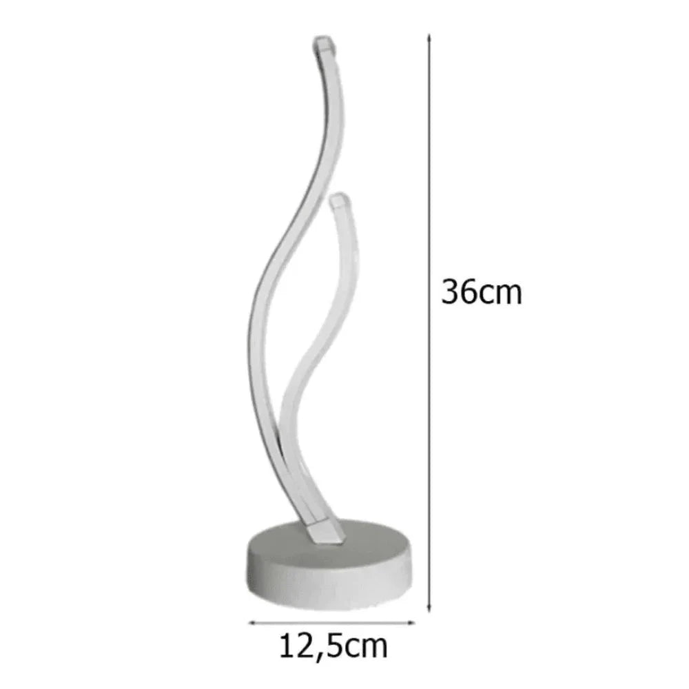 Medidas da luminária de mesa LED Curva Aurora