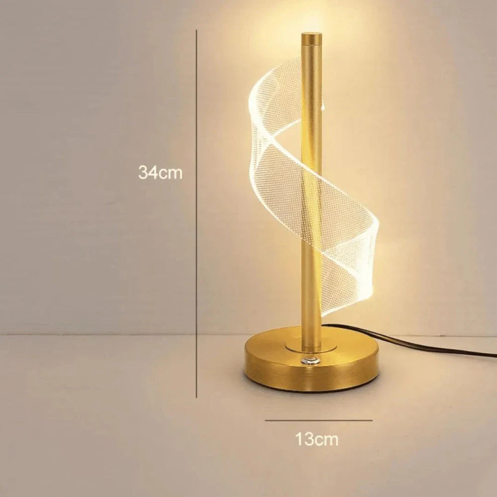 Medidas da luminária de mesa LED Espiral Áurea