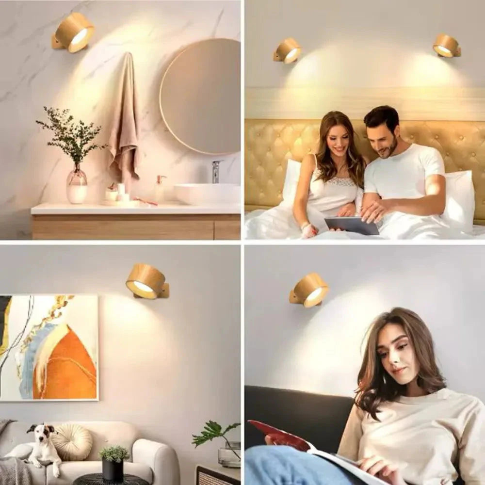 Arandelas Aura Duo amadeiradas em composições decorativas