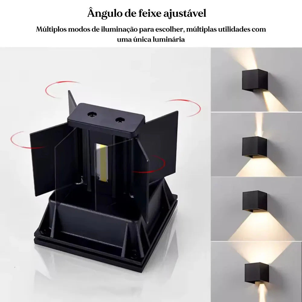 Ajuste dos fachos de luz da arandela Cubo Nox