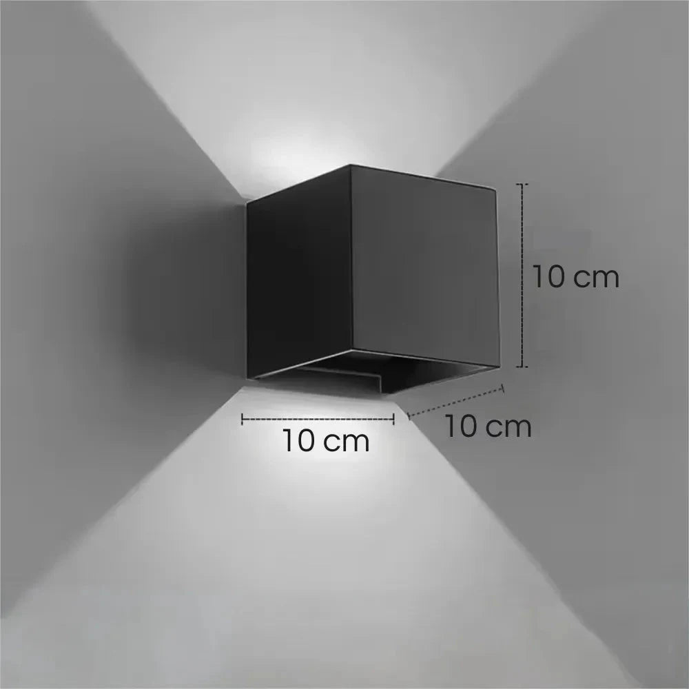 Medidas da arandela Cubo Nox preta de 10 cm